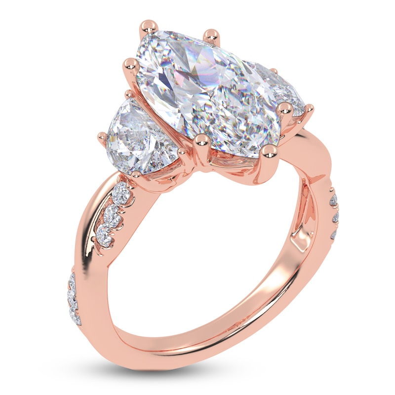 Main Image 2 of Marquise-Cut & Half Moon-Shaped Lab-Grown Diamond Three-Stone Engagement Ring 4 ct tw 14K Rose Gold