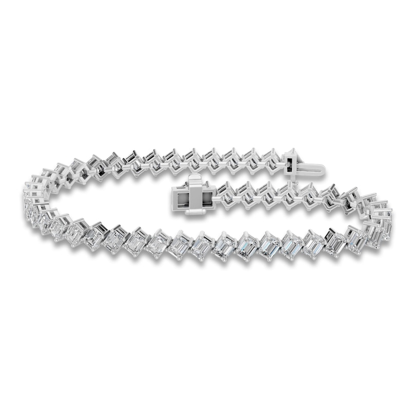 Main Image 1 of Jared Signature Emerald-Cut Lab-Grown Diamond Tennis Bracelet 5 ct tw 14K White Gold 7"