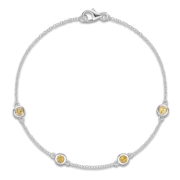 Natural Citrine Bezel-Set Bracelet Sterling Silver 7.25"