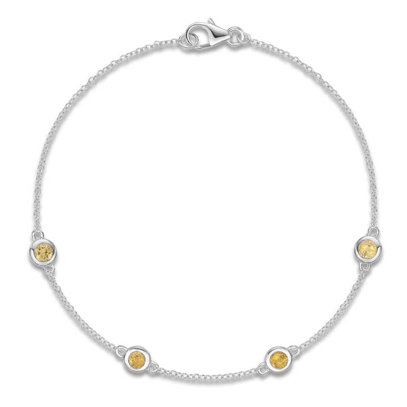 Main Image 1 of Natural Citrine Bezel-Set Bracelet Sterling Silver 7.25"