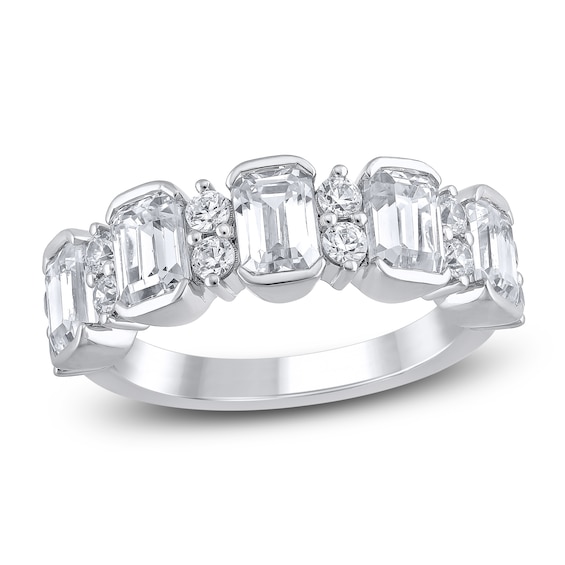 Emerald-Cut Lab-Grown Diamond Anniversary Ring 3 ct tw 14K White Gold