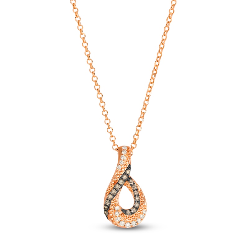 Main Image 1 of Le Vian Diamond Swirl Necklace 1/4 ct tw 14K Strawberry Gold 19"