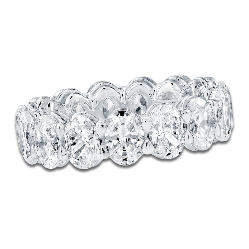 Main Image 1 of Certified Oval-Cut Diamond Eternity Band 6-3/4 to 8-1/6 ct tw 14K White Gold