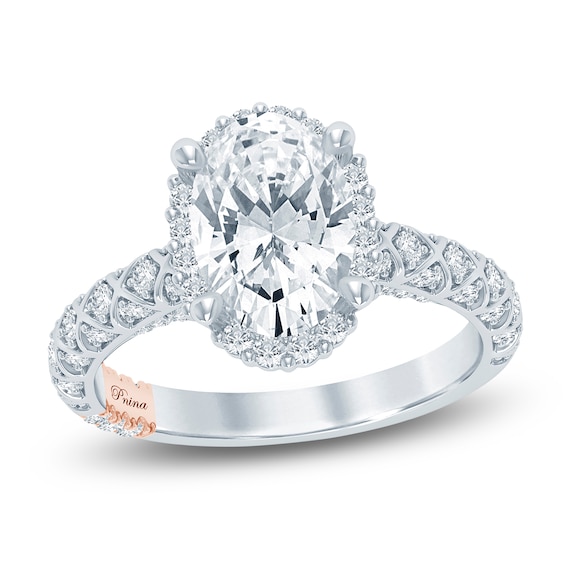 Pnina Tornai Lab-Grown Diamond Oval-Cut Halo Engagement Ring 2-5/8 ct tw 14K White Gold