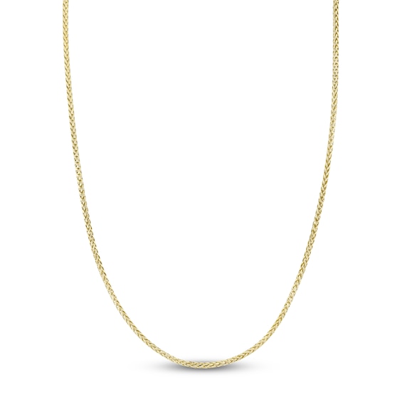 Shy Creation 2.5mm Men's Diamond Clasp Wheat Chain Necklace 1/20 ct tw 14K Yellow Gold 22" BM00076M2.5Z22