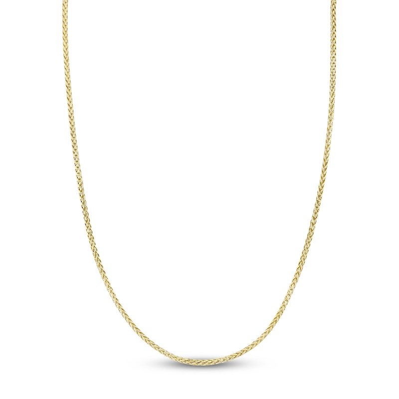 Main Image 1 of Shy Creation 2.5mm Men's Diamond Clasp Wheat Chain Necklace 1/20 ct tw 14K Yellow Gold 22" BM00076M2.5Z22