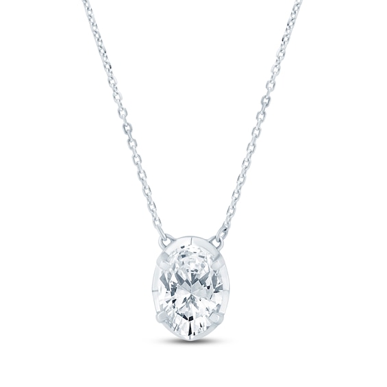 Pnina Tornai Oval-Cut Lab-Grown Diamond Hidden Frame Necklace 2 ct tw 14K Two-Tone Gold 18"