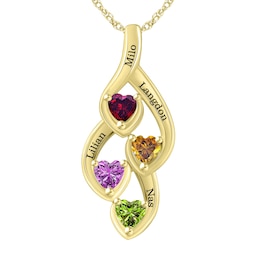 Mother's Heart-Shaped Family Birthstone Swirl Necklace