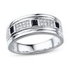 Thumbnail Image 0 of Men's Diamond Ring 1/3 ct tw Blue Sapphire 10K White Gold