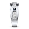 Thumbnail Image 3 of Men's Diamond Ring 1/3 ct tw Blue Sapphire 10K White Gold