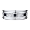 Thumbnail Image 3 of Men's Diamond Ring 1/3 ct tw Blue Sapphire 10K White Gold