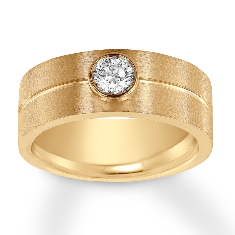 Main Image 1 of Chosen Diamond Men's Ring 1/2 carat Bezel-set 14K Yellow Gold