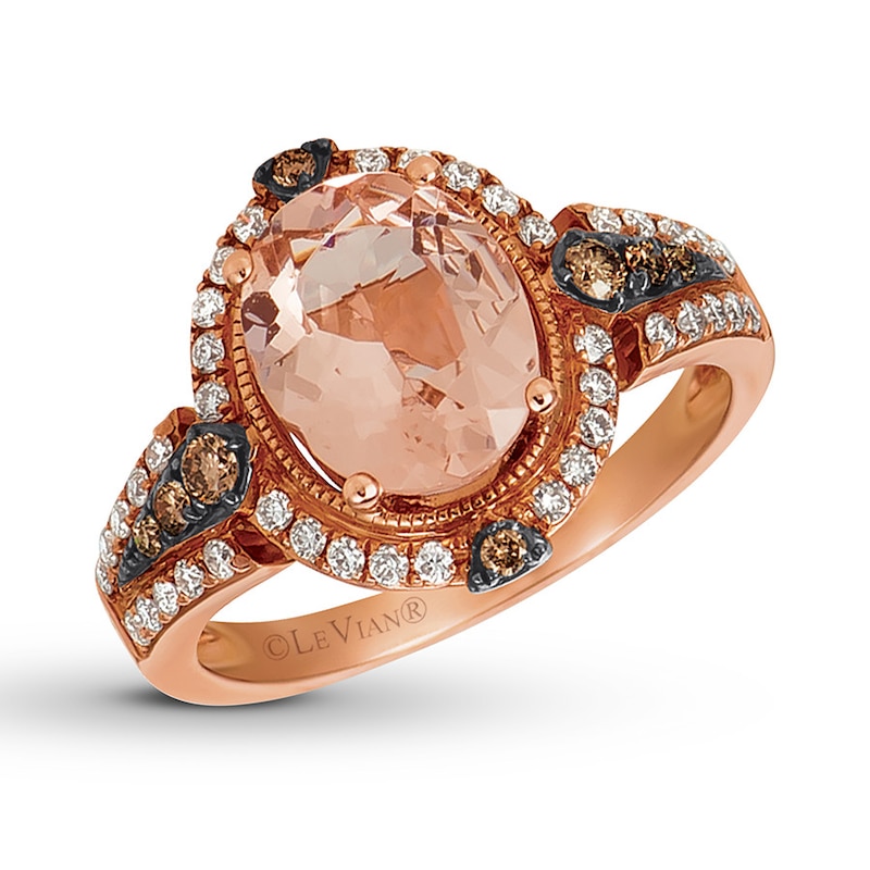 Le Vian Morganite Ring 3/8 ct tw Diamonds 14K Strawberry Gold with 360