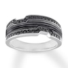 Thumbnail Image 1 of Black Diamond Men's Ring 1/8 carat tw 10K White Gold