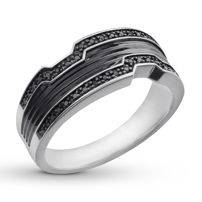 Black Diamond Men's Ring 1/8 carat tw 10K White Gold