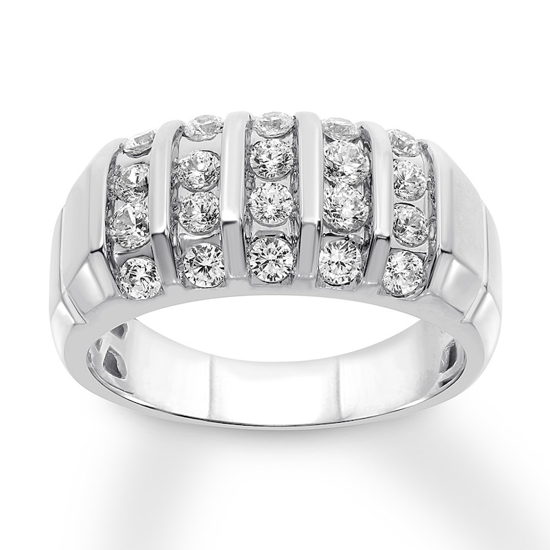 Men's Diamond Ring 1 carat tw Round 14K White Gold with 360