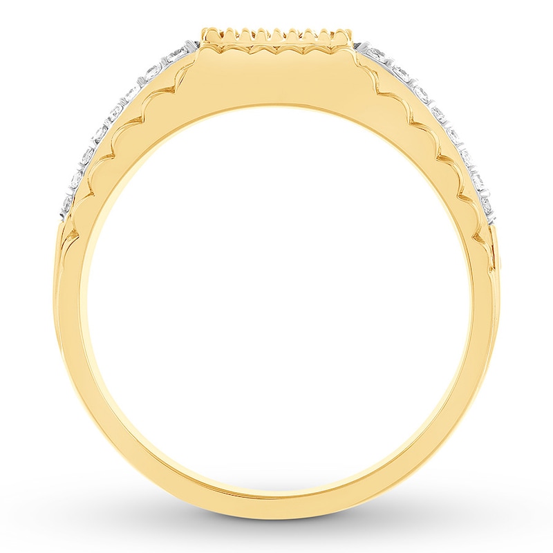 Men's Diamond Ring 1/2 ct tw Brown & White 10K Yellow Gold