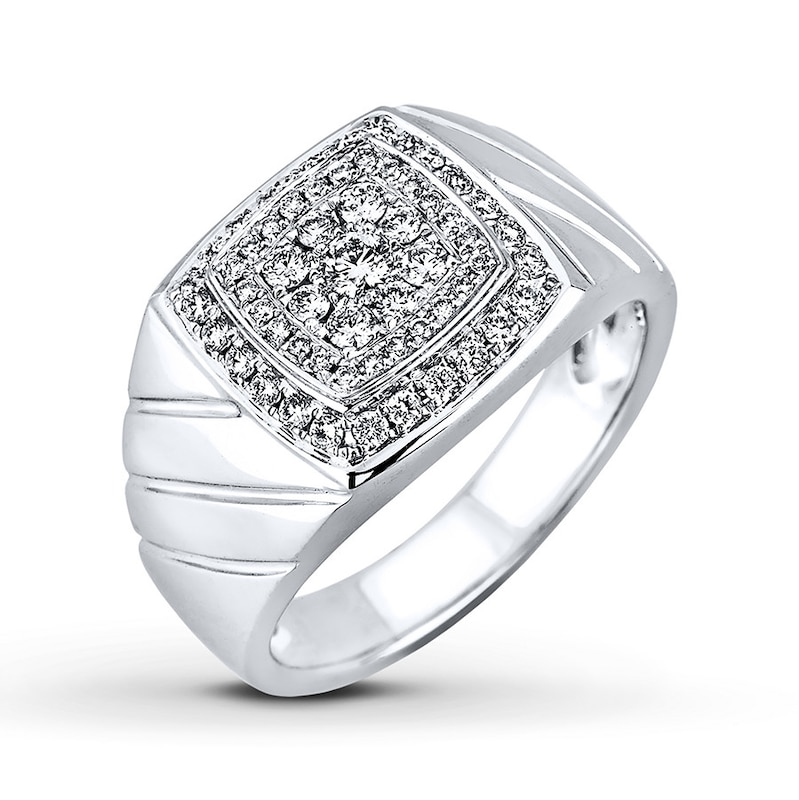 Men's Diamond Ring 5/8 ct tw Round-cut 14K White Gold