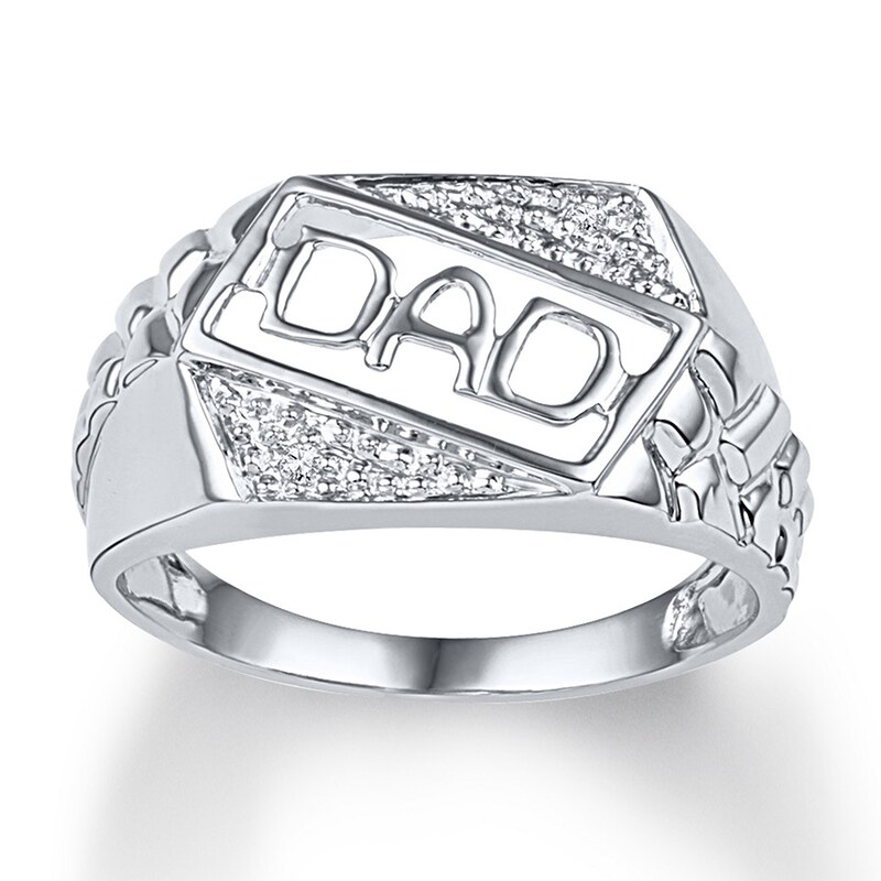 Dad Ring Diamond Accents 10K White Gold