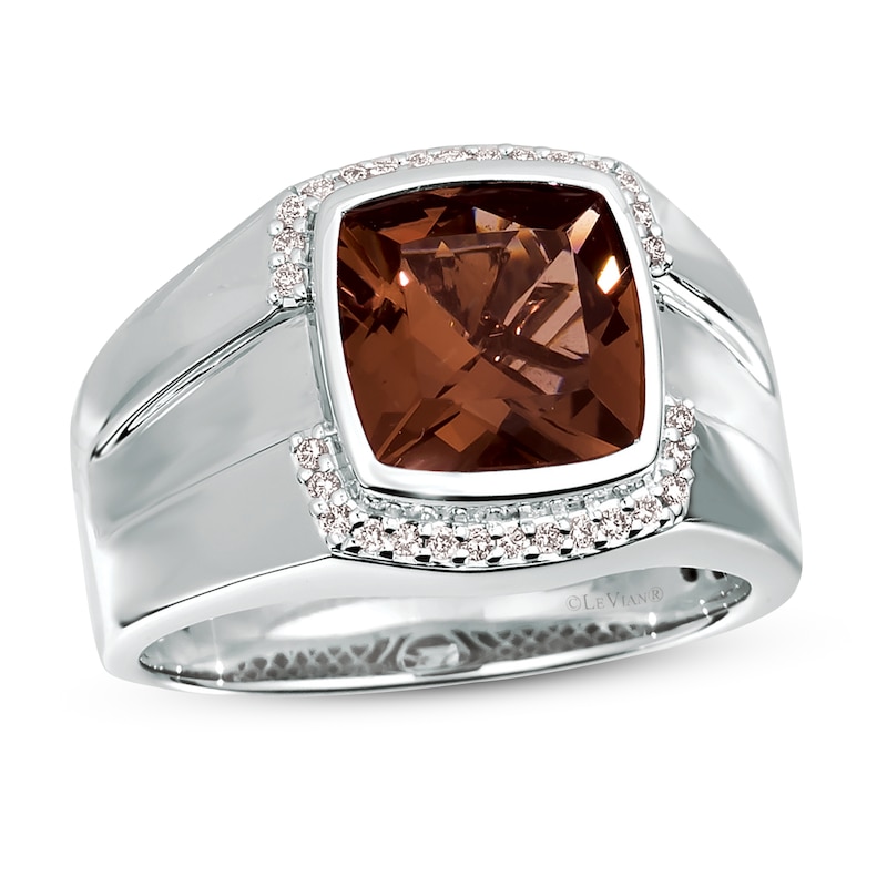 Main Image 1 of Le Vian Men's Chocolate Quartz Ring 1/10 ct tw Diamonds 14K Vanilla Gold