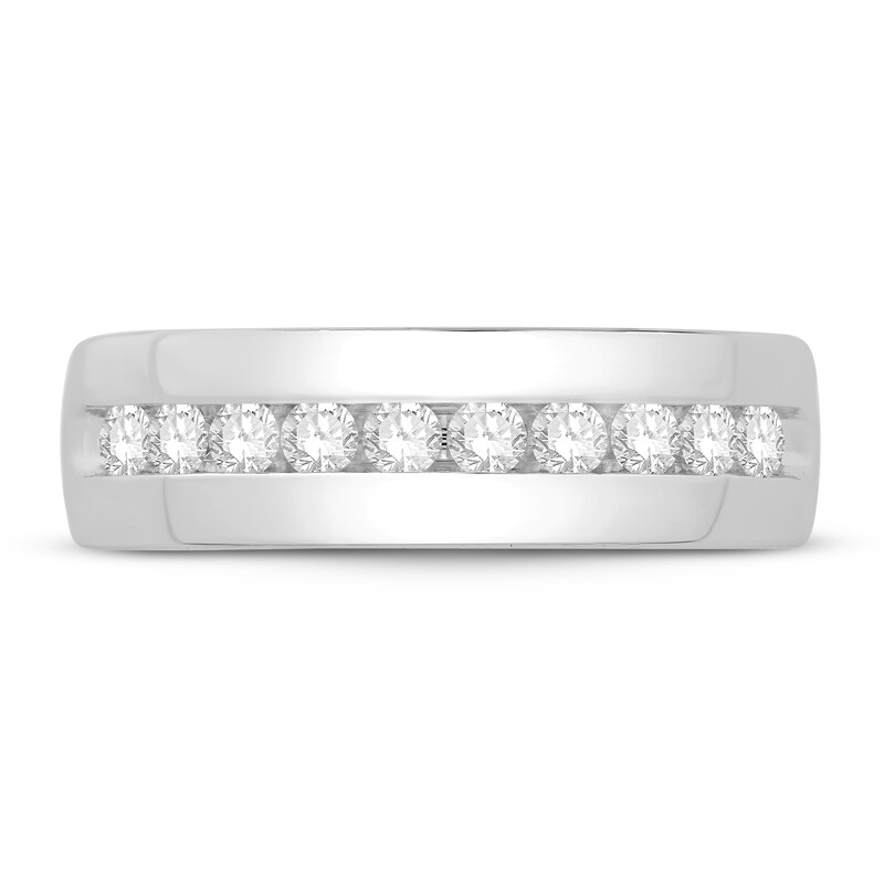 Main Image 2 of Men's Diamond Wedding Band 1/2 ct tw Round 14K White Gold