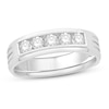 Thumbnail Image 1 of Men's Diamond Wedding Band 1/2 ct tw Round 14K White Gold