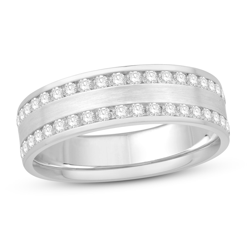Main Image 1 of Men's Diamond Wedding Band 3/4 ct tw Round 14K White Gold