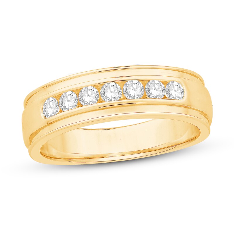 Main Image 1 of Men's Diamond Wedding Band 1/2 ct tw Round 14K Yellow Gold