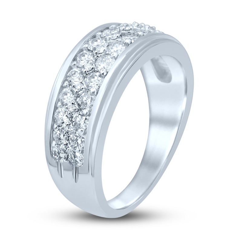 Main Image 2 of Men's Diamond Wedding Band 1-1/2 ct tw Round 14K White Gold
