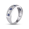 Thumbnail Image 2 of Men's Natural Sapphire Wedding Band 1/4 ct tw Diamonds 10K White Gold