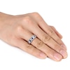 Thumbnail Image 3 of Men's Natural Sapphire Wedding Band 1/4 ct tw Diamonds 10K White Gold