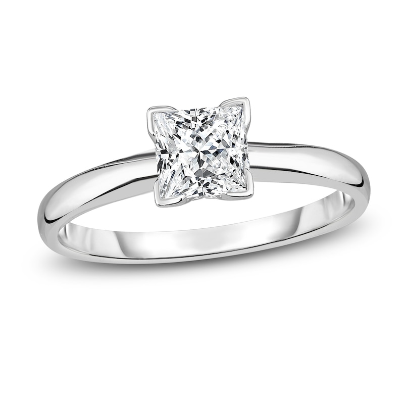 Main Image 1 of Diamond Solitaire Engagement Ring 1/2 ct tw Princess 14K White Gold (I2/I)