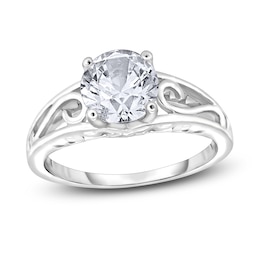 Diamond Solitaire Scroll Engagement Ring 1/2 ct tw Round 14K White Gold (I2/I)