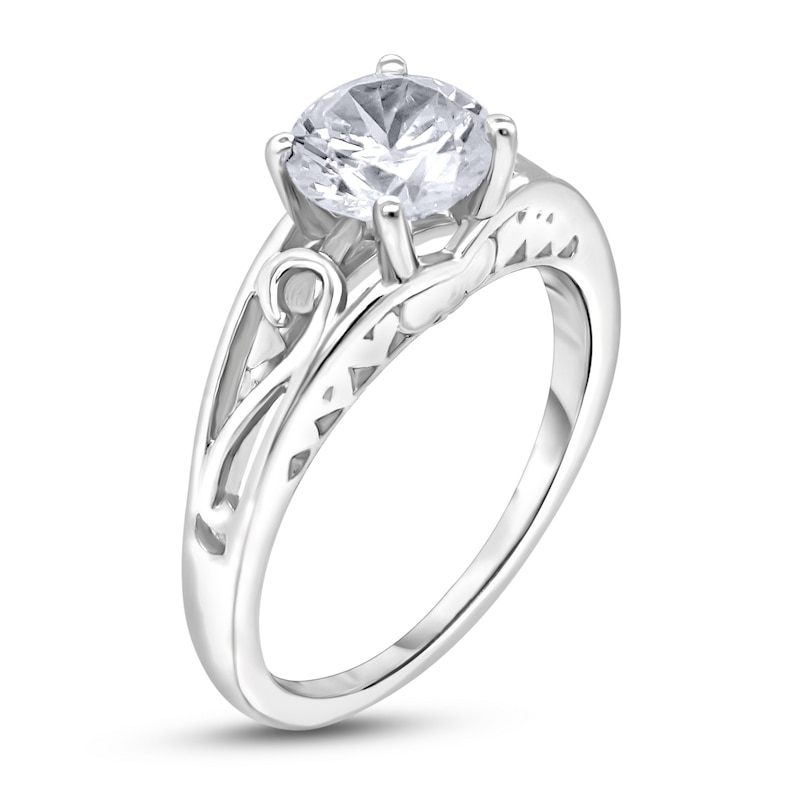 Main Image 2 of Diamond Solitaire Scroll Engagement Ring 1/2 ct tw Round 14K White Gold (I2/I)