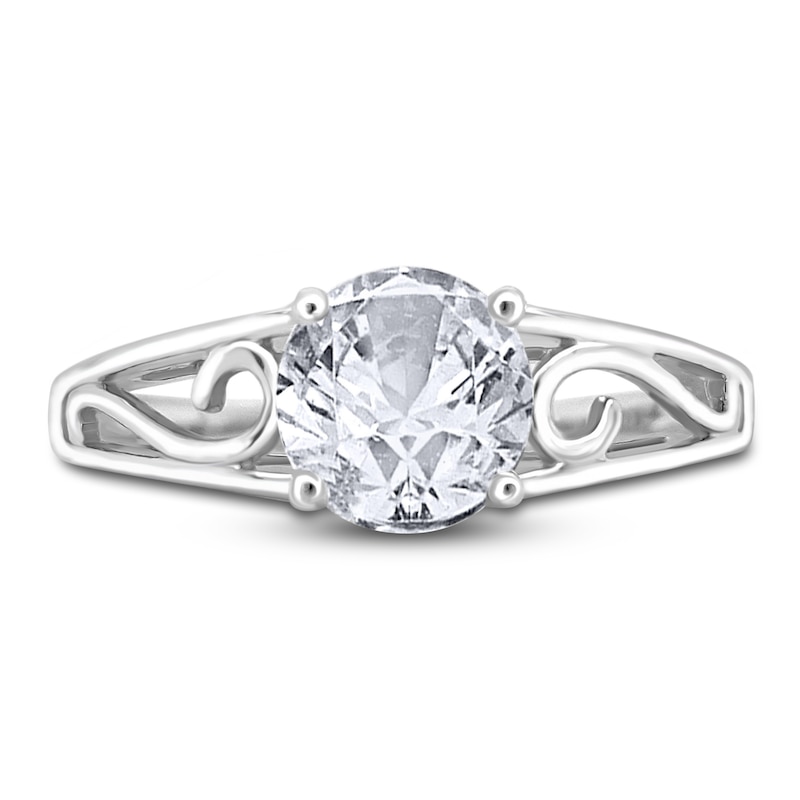 Main Image 3 of Diamond Solitaire Scroll Engagement Ring 1/2 ct tw Round 14K White Gold (I2/I)