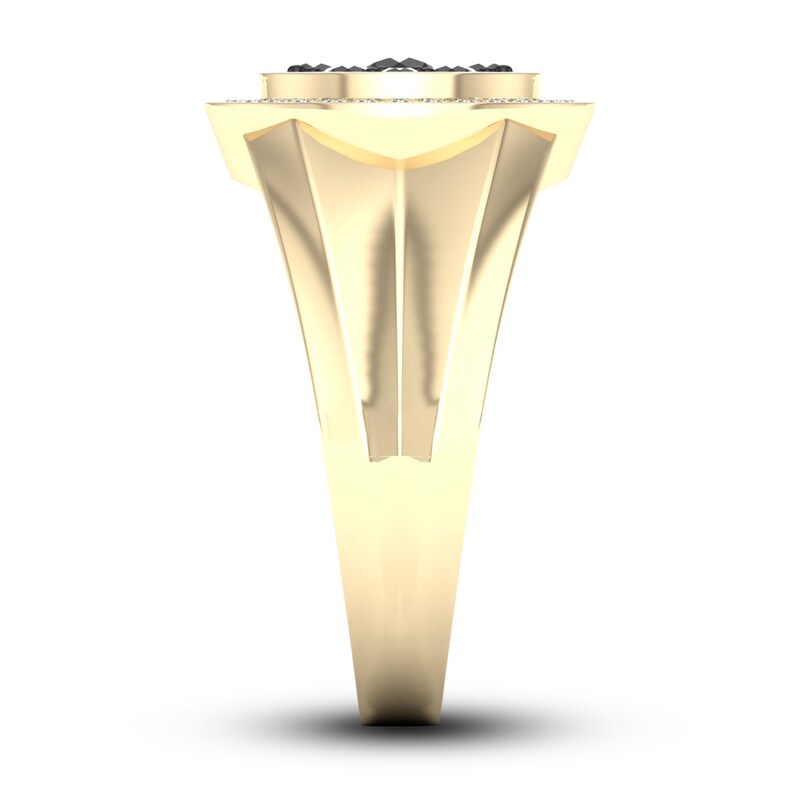 Main Image 2 of Men's Black Diamond Ring 3/4 ct tw Round 10K Yellow Gold