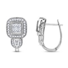 Thumbnail Image 0 of Diamond Wire Hoop Earrings 7/8 ct tw Princess/Baguette /Round 14K White Gold