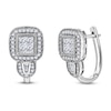 Thumbnail Image 1 of Diamond Wire Hoop Earrings 7/8 ct tw Princess/Baguette /Round 14K White Gold