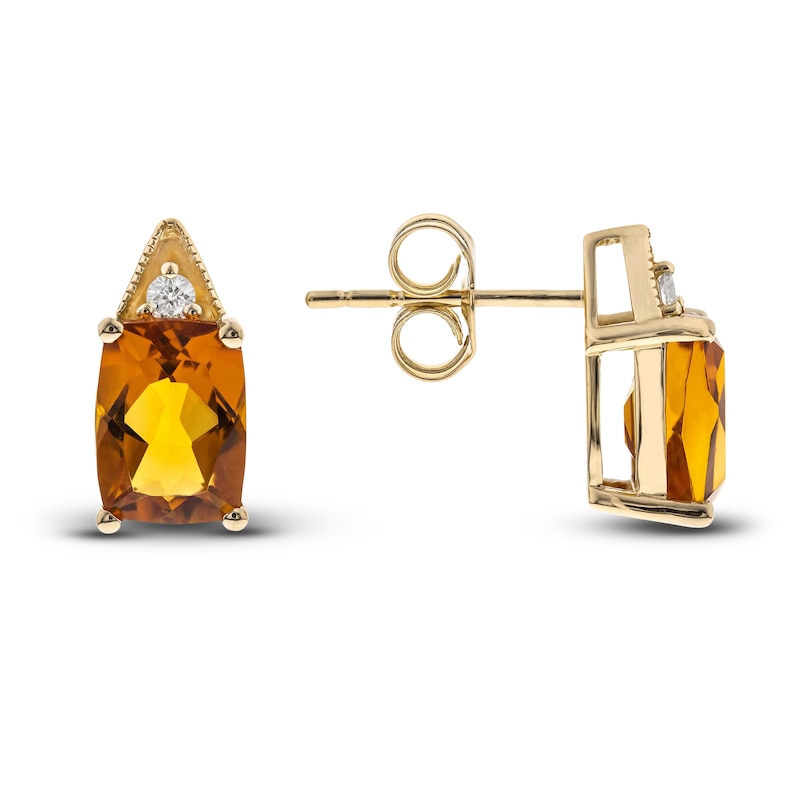 Natural Citrine Earrings 1/20 ct tw Round 10K Yellow Gold