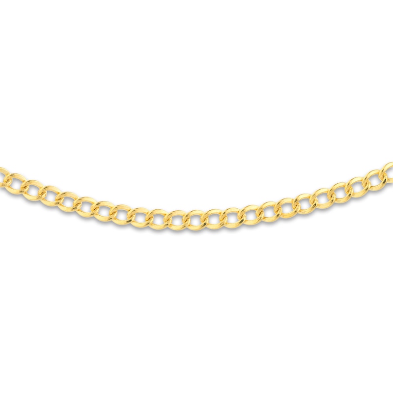 Main Image 2 of Semi-Solid Curb Chain Choker Necklace 14K Yellow Gold 12" Adj.