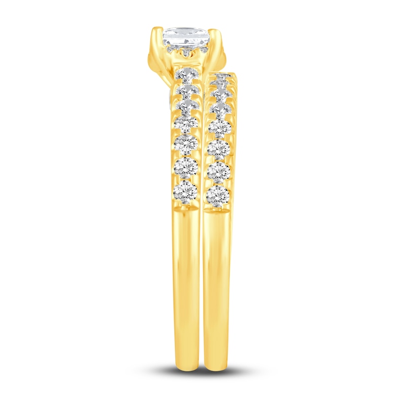Diamond Bridal Set 1 ct tw Princess/Round 14K Yellow Gold