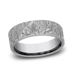 Men's Faux Meteorite Wedding Band Tantalum