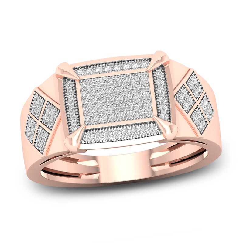 Main Image 1 of Men's Diamond Ring 1/4 ct tw Round 10K Rose Gold