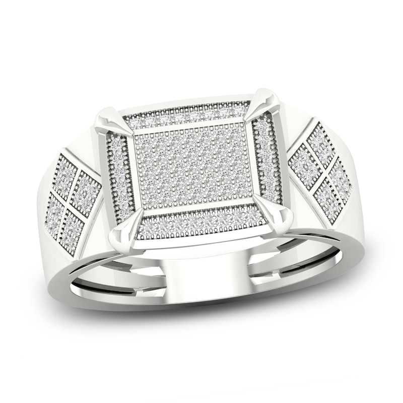 Main Image 1 of Men's Diamond Ring 1/4 ct tw Round 10K White Gold