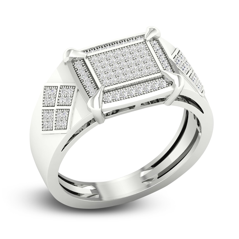 Main Image 2 of Men's Diamond Ring 1/4 ct tw Round 10K White Gold