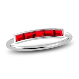 Juliette Maison Natural Ruby Baguette Bar Ring 10K White Gold