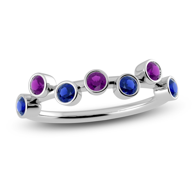 Main Image 1 of Juliette Maison Natural Amethyst & Natural Blue Sapphire Ring 10K White Gold