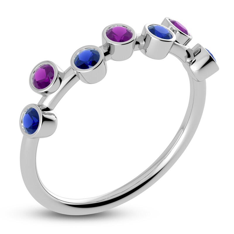 Main Image 2 of Juliette Maison Natural Amethyst & Natural Blue Sapphire Ring 10K White Gold