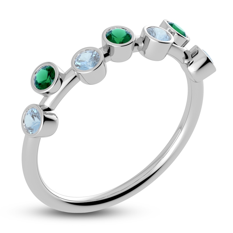 Main Image 2 of Juliette Maison Natural Aquamarine & Natural Emerald Ring 10K White Gold