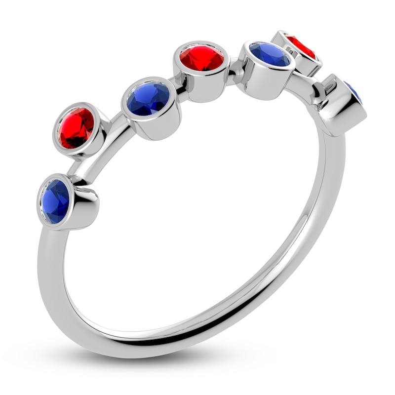 Main Image 2 of Juliette Maison Natural Ruby & Natural Blue Sapphire Ring 10K White Gold